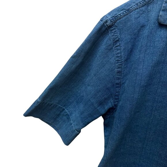 Zara Womens Relaxed Fit Blue Denim Short Sleeve Shirt Boho Preppy‎ Size M - Picture 2 of 4